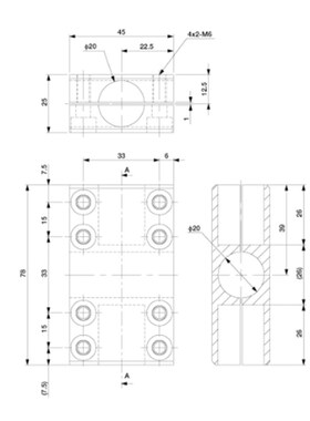 2020 U124字连接块 四通十字夹 四通交叉连接件四通光轴固定支架