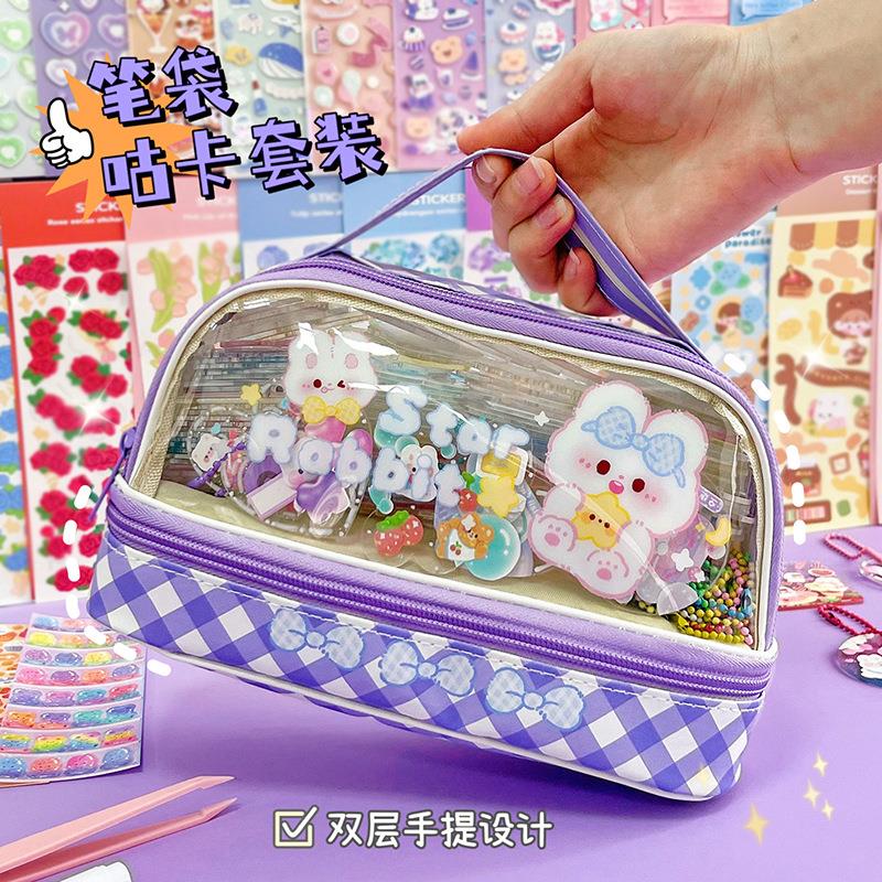 可爱咕卡贴纸套装儿童贴纸卡通咕卡小贴画手帐贴纸粘贴卡盘全套