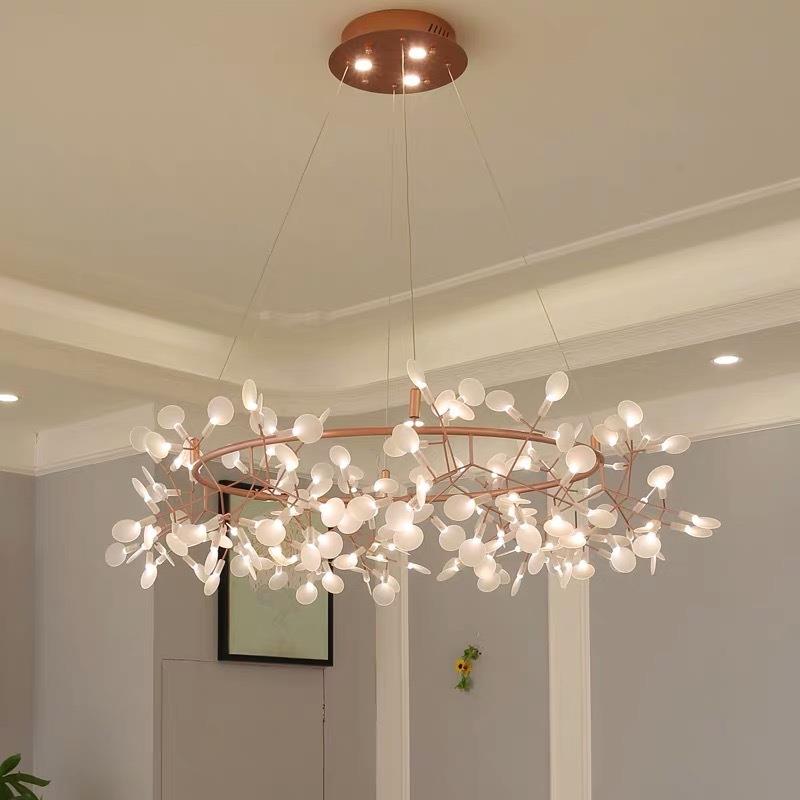 北欧后现代餐厅客厅卧室咖啡厅led叶子灯 创意个性树枝萤火虫吊灯