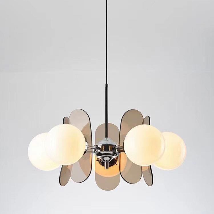 中古奶油风客厅吊灯北欧创意彩色玻璃球包豪斯卧室样板间民宿灯具