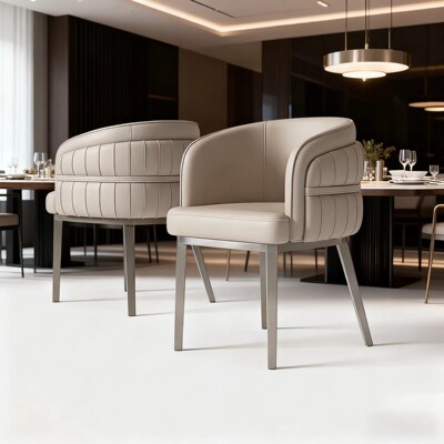 意式轻奢猫爪皮餐椅金属框架