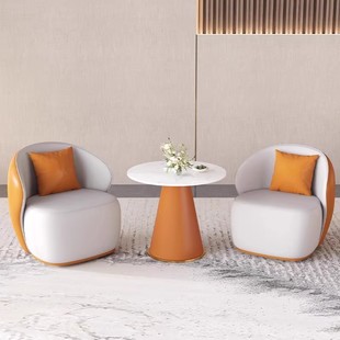 美容院休息区接待沙发椅酒店会客洽谈桌椅售楼处单人沙发茶几组合