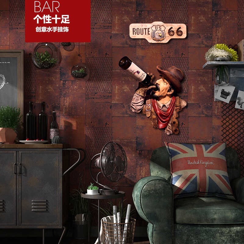 西部牛仔壁挂红酒架美式乡村工业A风酒吧咖啡厅餐饮店墙面装饰挂