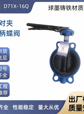 上海冠龙球墨铸铁WBGX对夹手柄蝶阀规格齐全D71X-16Q沃茨