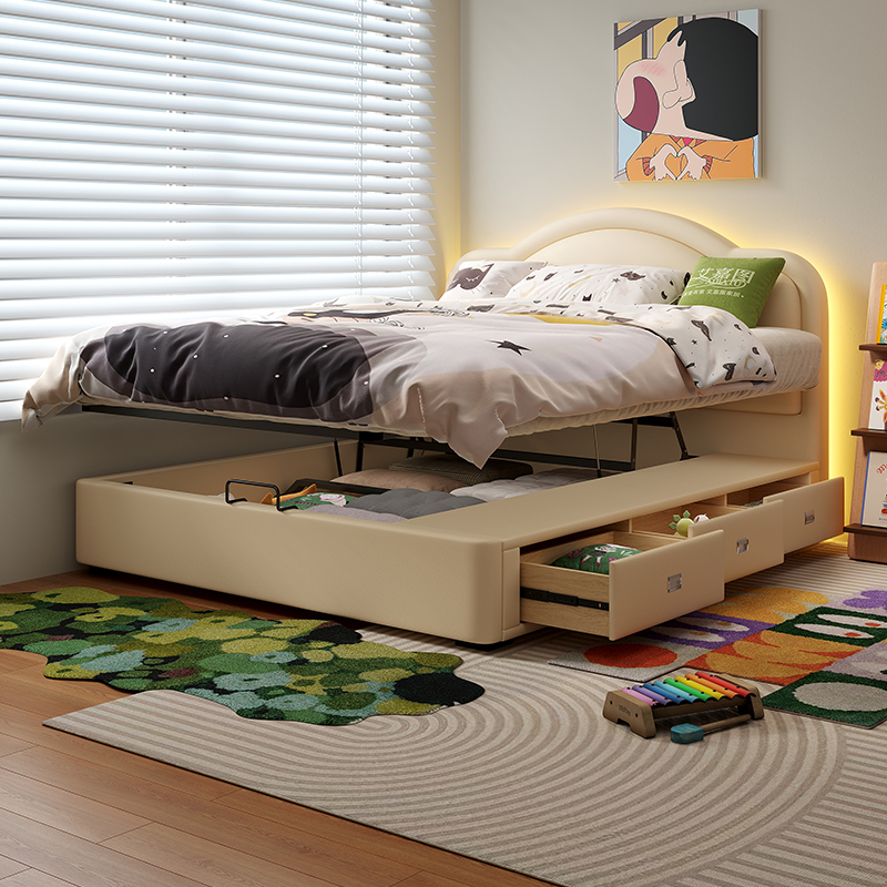 掌上明珠儿童床女孩公主床云朵床现代简约小户型卧室男孩储物实木