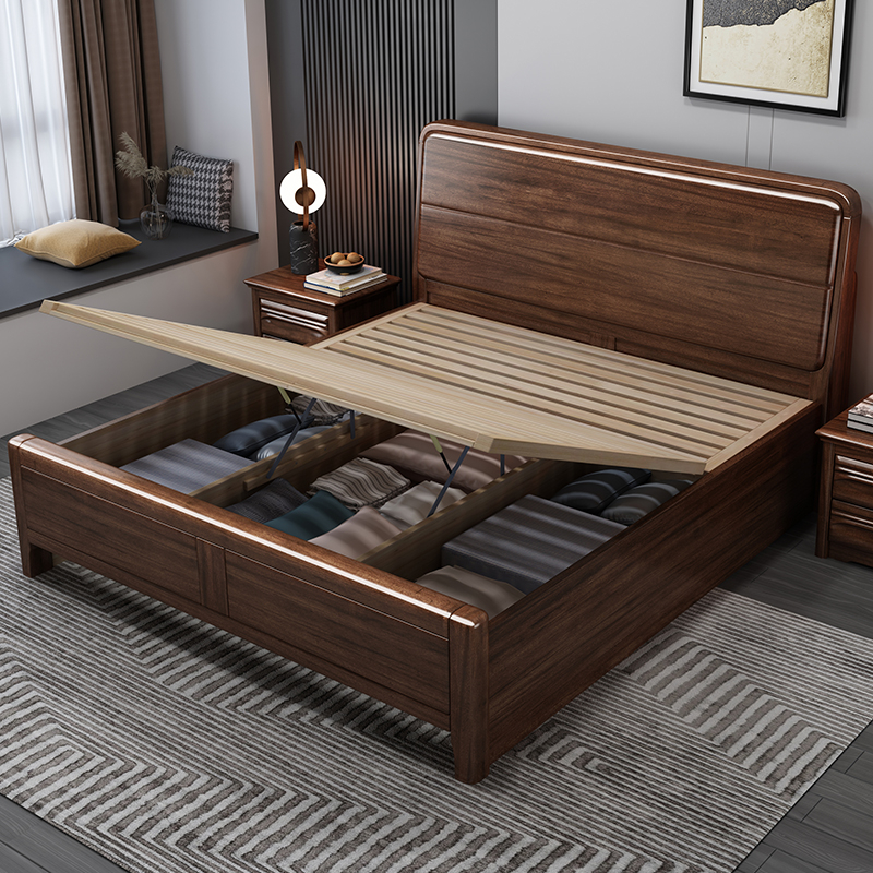 掌上明珠新中式1米5全实木床榫卯结构2025新款1米8双人床储物主卧
