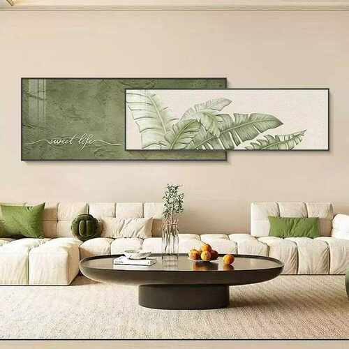 现代简约客厅装饰画侘寂风绿植沙发背景墙挂画家大业大肌理叠加画