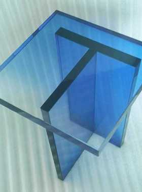 龙岗亚克力厂家定制渐变色加工染色上色透明蓝色边几创意家具开发