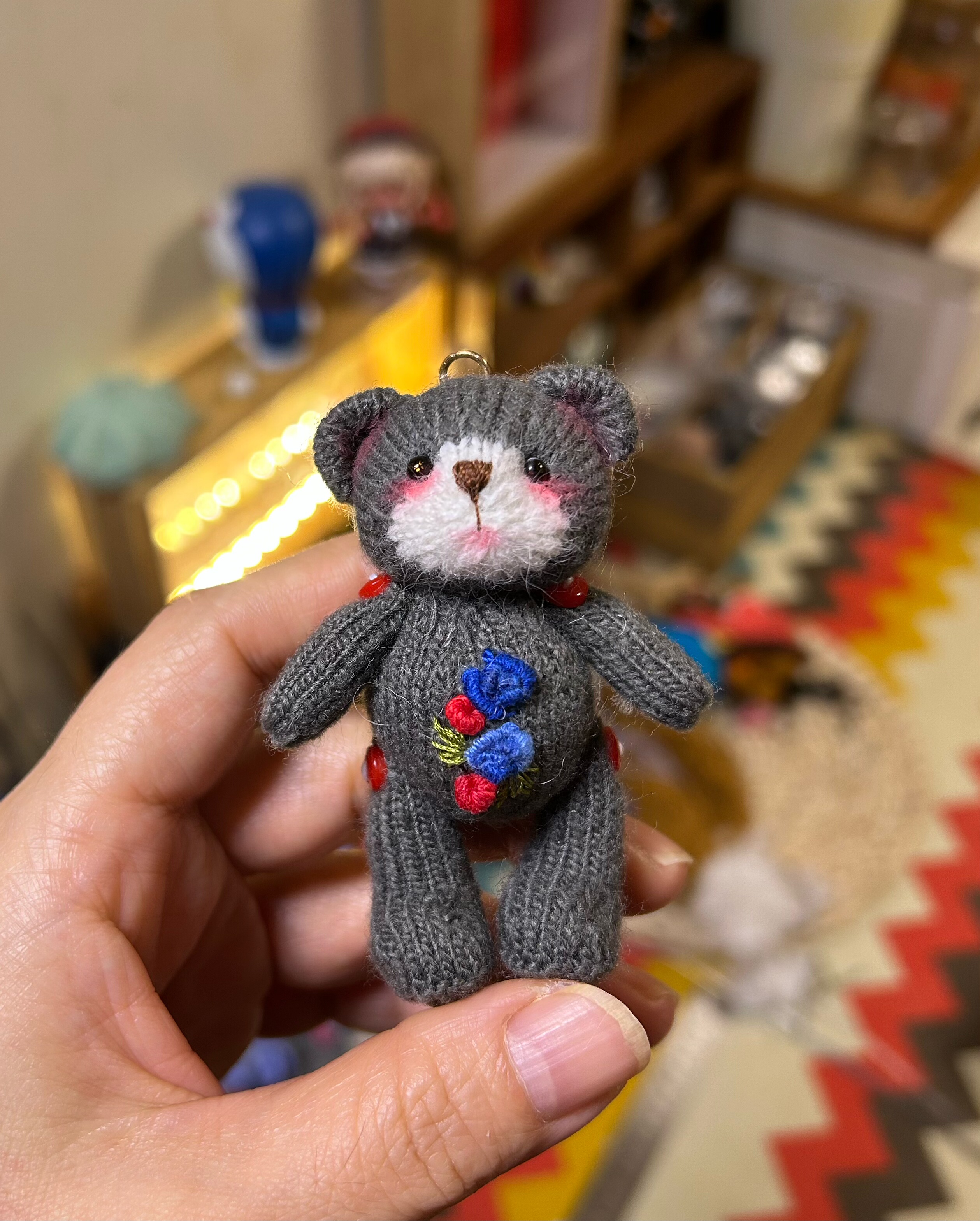 成品手工钩织棒针小熊玩偶摆件小熊钩织挂件小熊钩织挂件