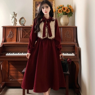 胖mm洋气显瘦马甲连衣裙两件套 法式 大码 减龄灯芯绒套装 裙女秋冬装