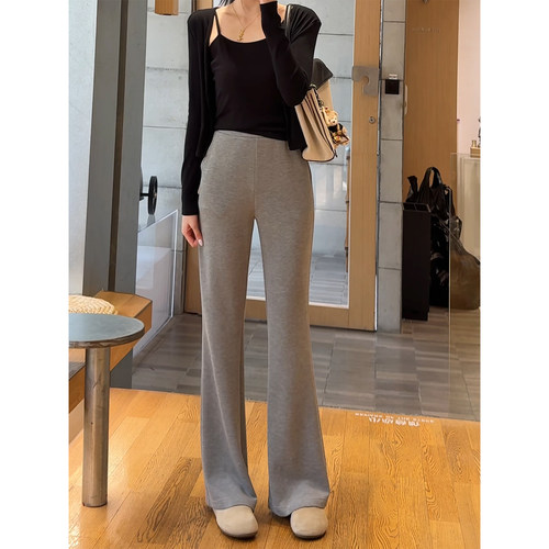 高腰垂感小个子微喇休闲裤女2025秋冬新款通勤弹力不贴腿运动卫裤