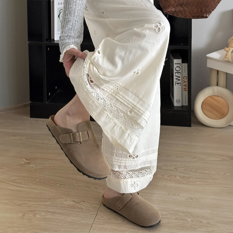 蕾丝白色阔腿裤子女款夏日轻薄宽松bf慵懒风垂感高级感显瘦休闲裤