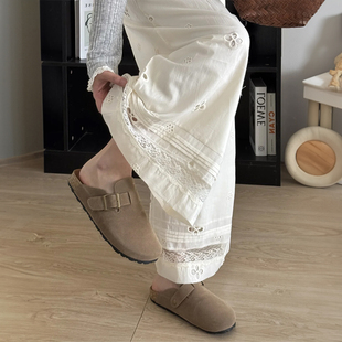 蕾丝白色阔腿裤子女款夏日轻薄宽松bf慵懒风垂感高级感显瘦休闲裤