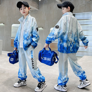 儿童装男童运动套装2025新款春秋季中大童外套潮帅气时髦男孩衣服