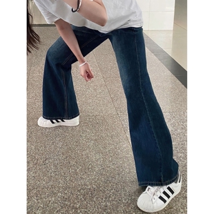 梨形身材微喇牛仔裤女夏季新款胖妹妹mm高腰宽松显瘦直筒阔腿长裤