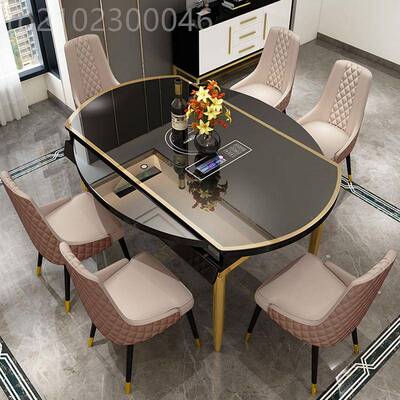 1888家餐桌椅厂组合套装轻伸缩折叠电磁炉奢简约家欧用饭桌北实木