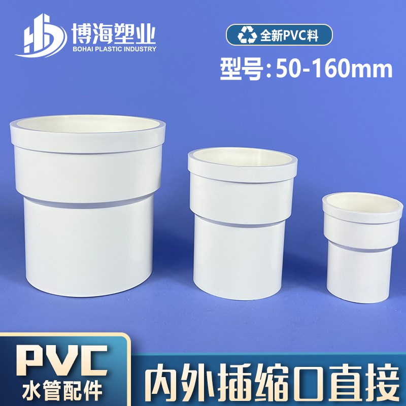50/75/110PVC内插直接大小延长接头排水下水管缩口内插承插接头