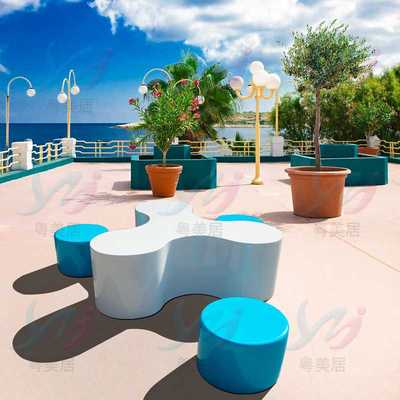 玻璃钢休闲座椅商场美陈坐凳户外广场桌椅组合家具广东省直售厂家