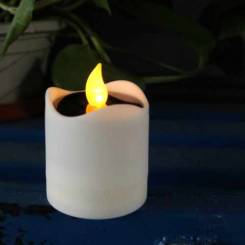 6装圣诞节装饰太阳能茶蜡solar candle户外光能充电LED电子蜡烛灯