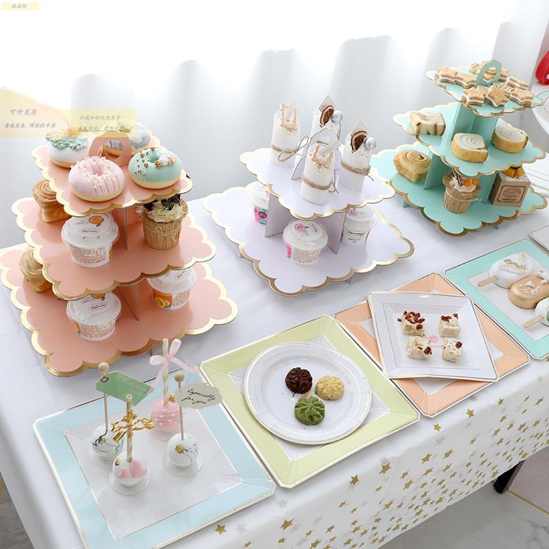 生日心布置蛋糕架多层三层展架示子盘托盘点纸架婚HXD礼甜品台摆