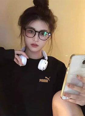 奥特莱斯FF长袖圆领卫衣女2026秋冬季宽松情侣连帽卫上衣男女同款