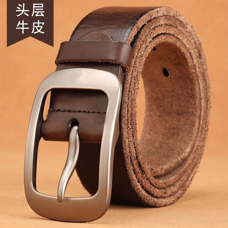 皮带男款休闲手工腰带男真皮针扣正品覆古裤带潮头层纯牛皮皮带男