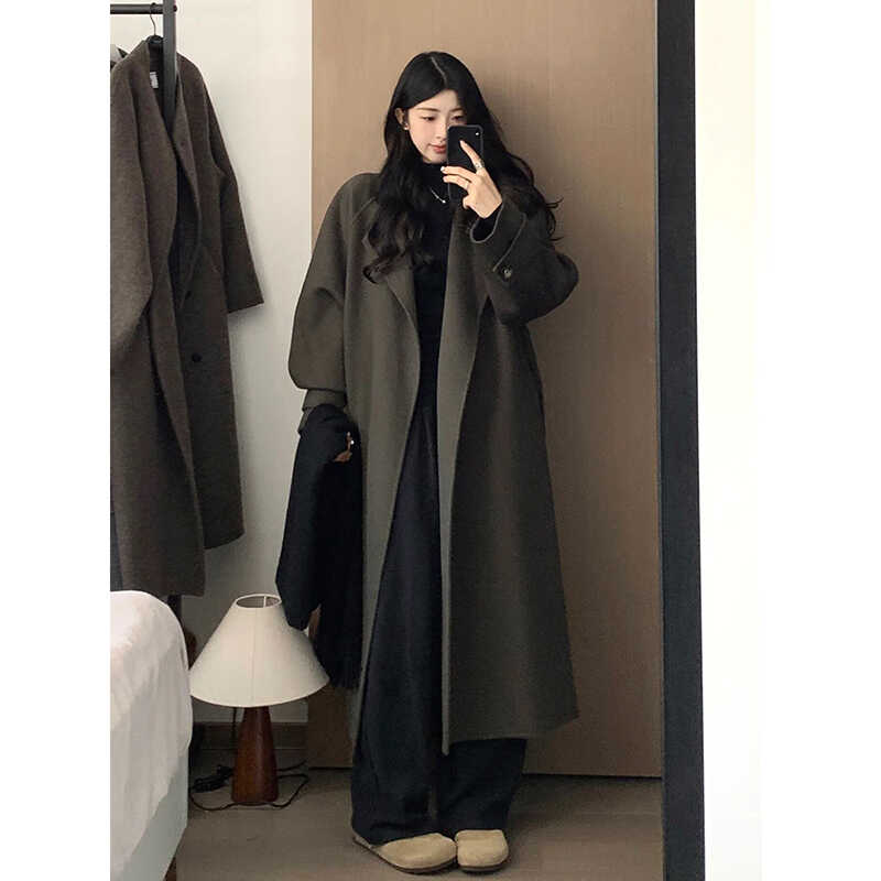 呢子大衣外套女2024秋冬新款毛呢高级感超好看小个子赫本风中长版