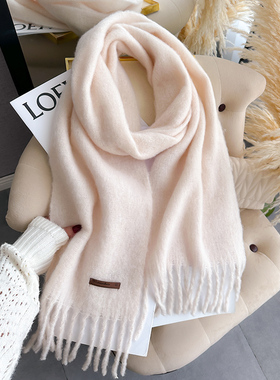 针织羊毛厚围巾男女生情侣秋冬季纯色嫩黄明黄色儿童护颈短小围脖