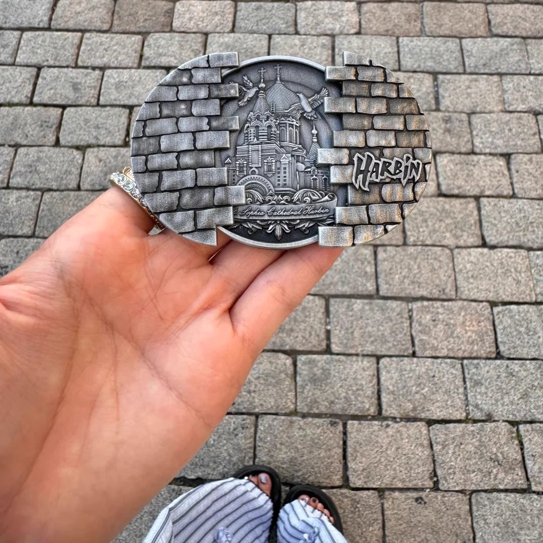 哈尔滨文创畅游冰城石板路创意井盖开合金属冰箱贴旅游纪念品礼物