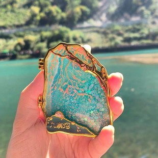 四川九寨沟文创梦幻五花海金属流沙冰箱贴高颜值旅游纪念装饰礼物