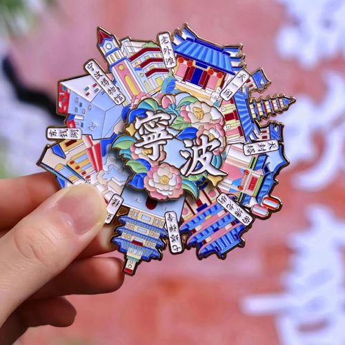 宁波地标可旋转金属磁吸冰箱贴
