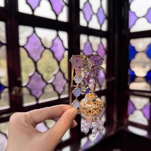 苏州文创拙政园鸳鸯馆紫藤花窗灯笼发光金属冰箱贴旅游饰品礼物