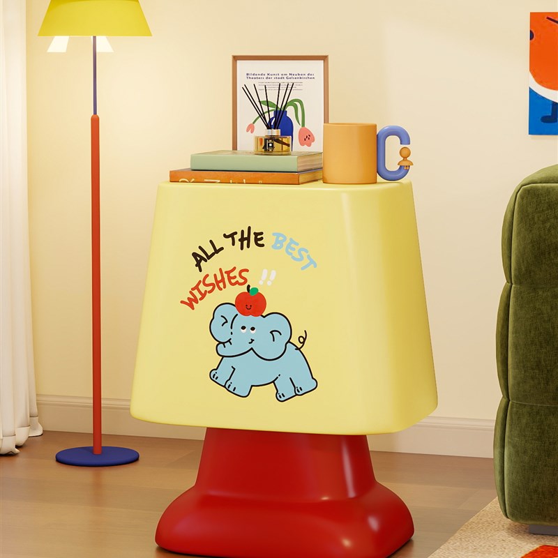 卡通奶油b风落地摆件客厅沙发旁小边几儿童房可爱床头置物架装饰