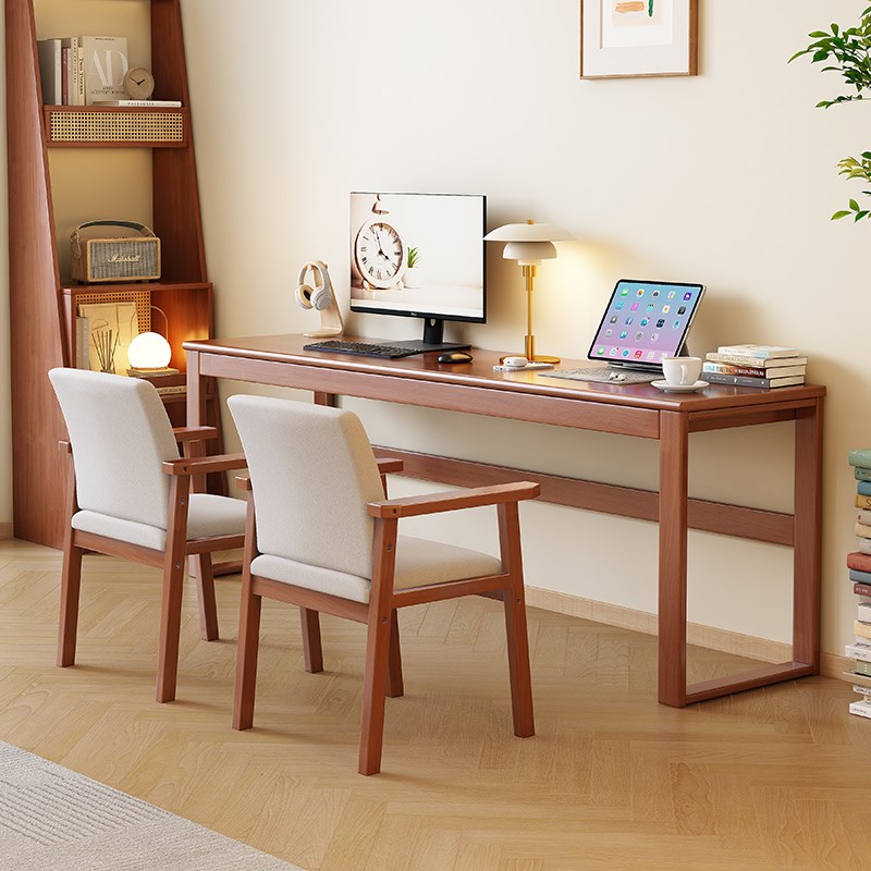 实木书桌小户型长条桌子靠墙写字窄桌长方形办公桌学习电脑桌无抽