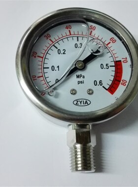 立式 径向 全不锈钢充油耐震压力表 yn-60i-bfzyia m14x1.5