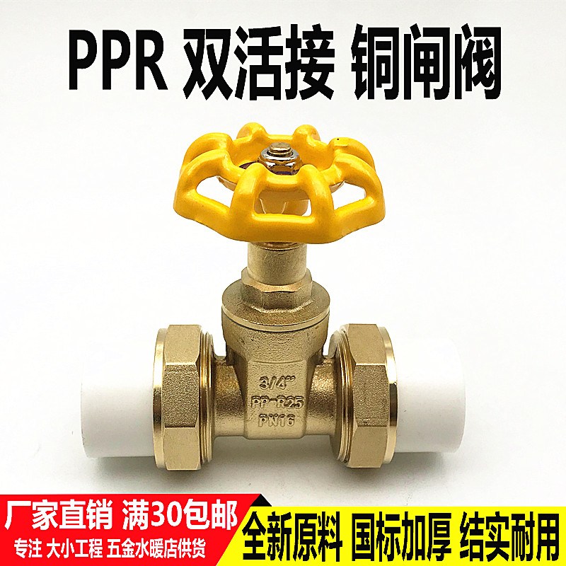PPR双活接闸阀球阀截止阀20 25 32全铜双头阀门4分6分PPR水管配件