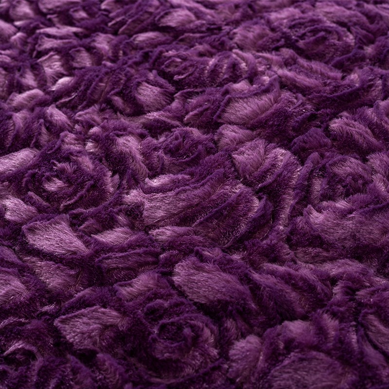 紫色玫瑰绒沙发垫冬季防滑短毛绒四季通用2024新款冬天厚坐垫简约