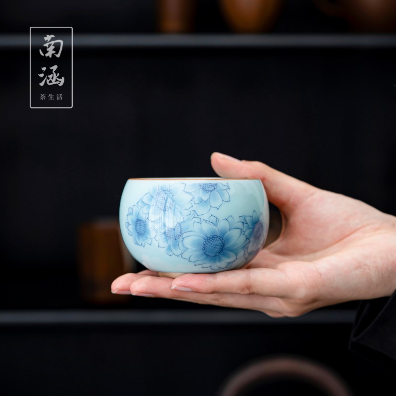 南涵手绘青花品茗杯个人女士专用主人杯小号禅意复古陶瓷高端茶杯