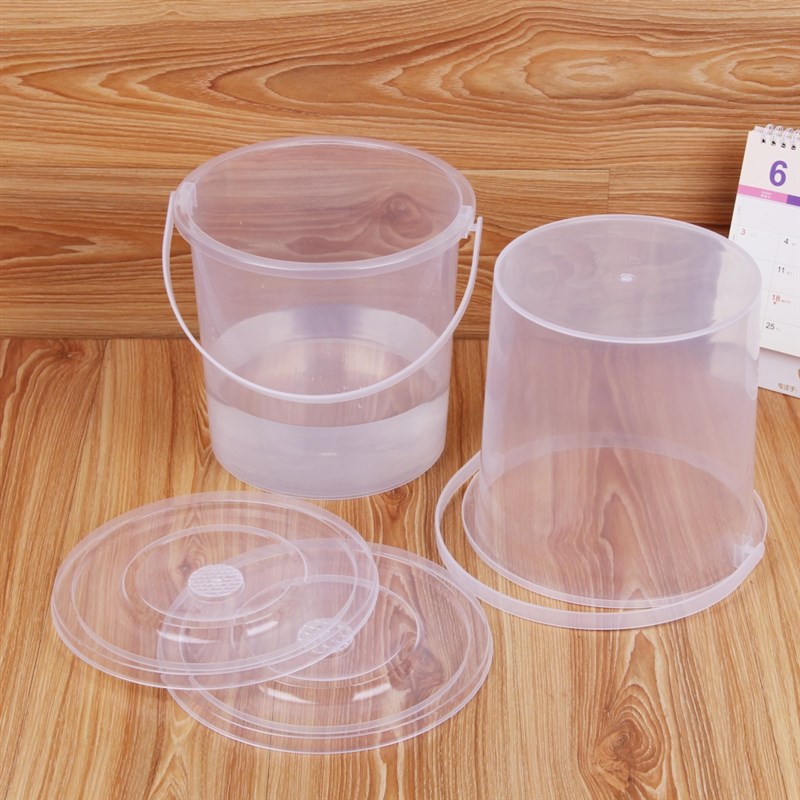 【透明塑料水桶】提手带盖子桶食品桶透明桶钓鱼桶冷饮冰桶奶茶桶