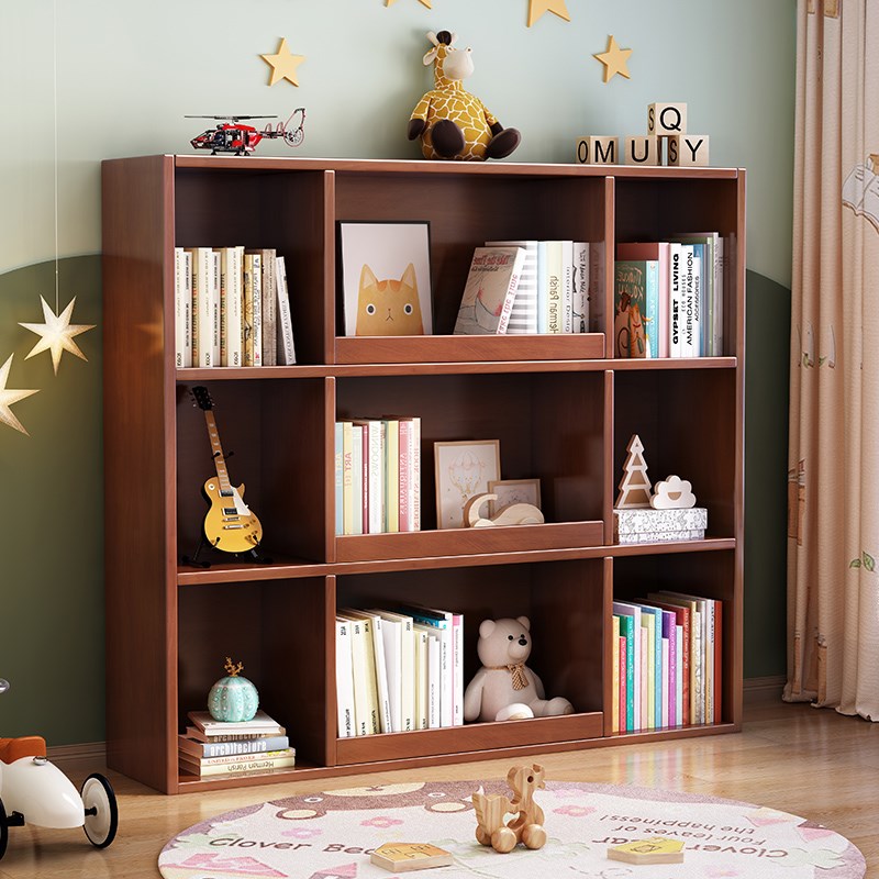 全实木书架落地客厅办公室置物架简易宿舍学生书柜儿童收纳书本架