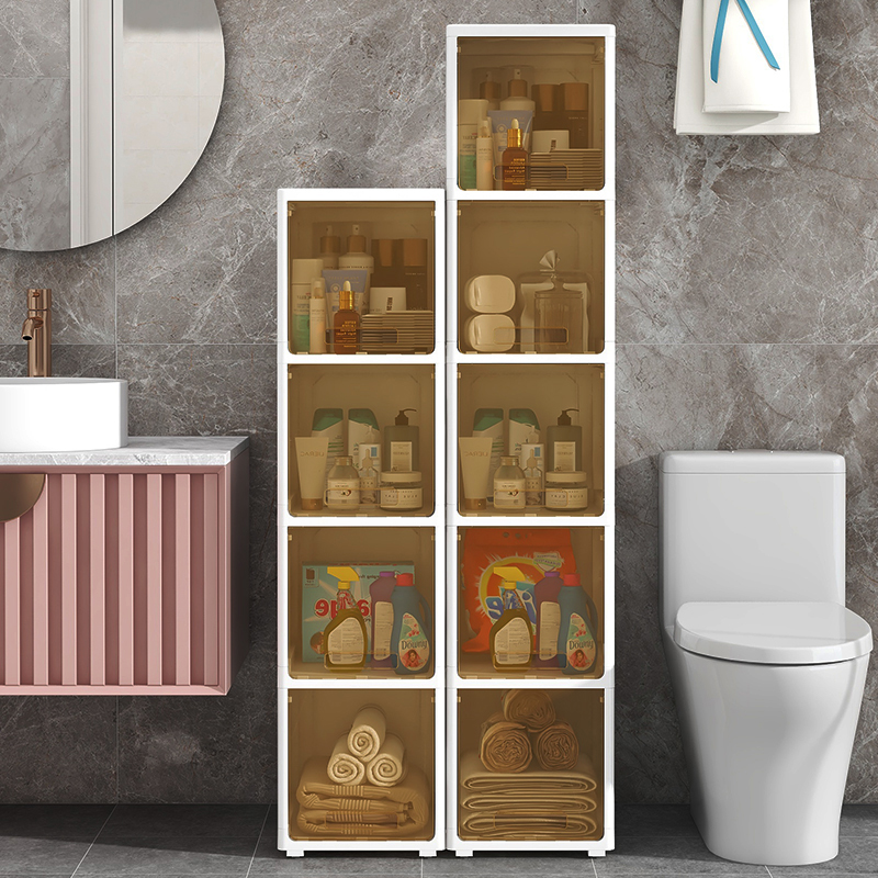卫生间夹缝置物架浴室防水翻盖收纳柜厕所马桶收纳架洗手间窄边柜