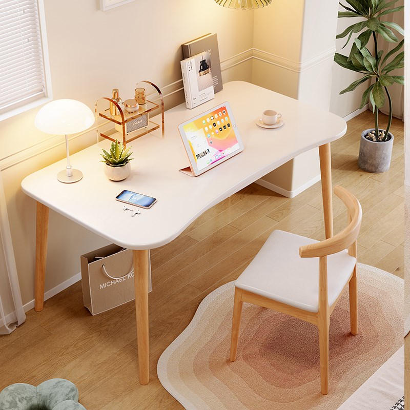 北欧实木书桌小户型床边梳妆台现代简约办公桌家用卧室简易电脑桌