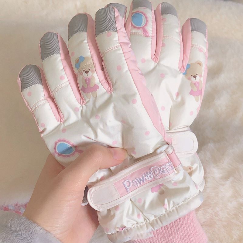 电动车手套冬款小熊加绒加厚保暖触屏冬季滑雪骑电动车户外防寒女