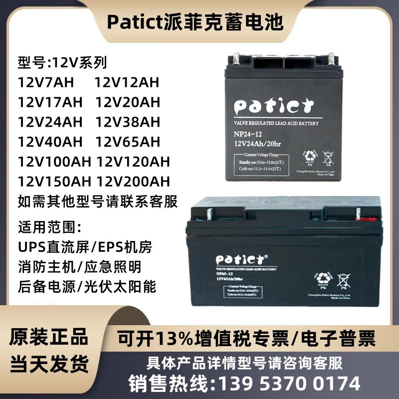 Patict派菲克蓄电池NP65-12V24AH38H65AH100AH120AH150AH直流屏