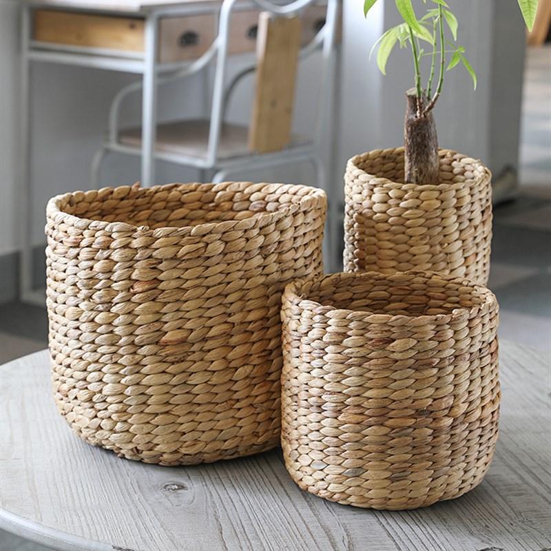 田园ins手工编织篮 装饰草编花盆花篮 客厅餐厅干花插花花器摆件