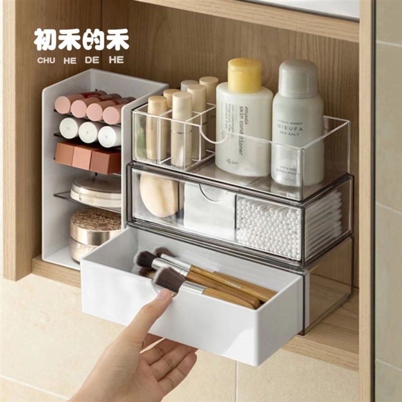 化妆品收纳盒口红置物架化妆台桌面储物盒透明亚克力护肤品整理盒