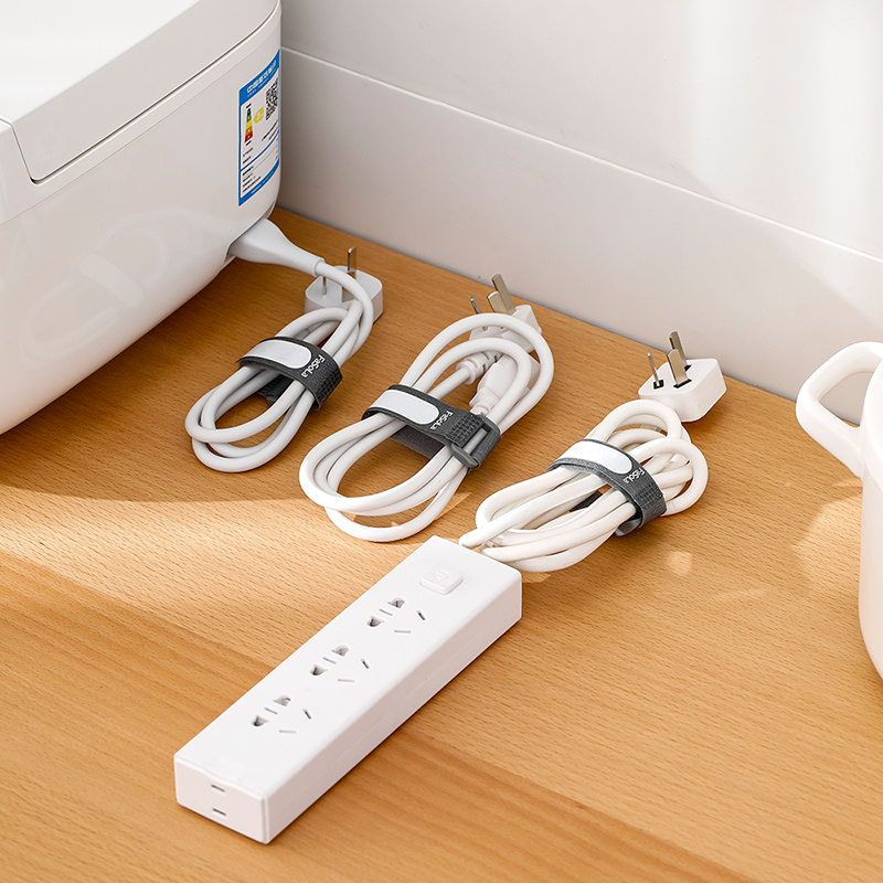 日本魔术贴扎带数据线收纳绑带电源线理线带标签反扣式自粘束线带