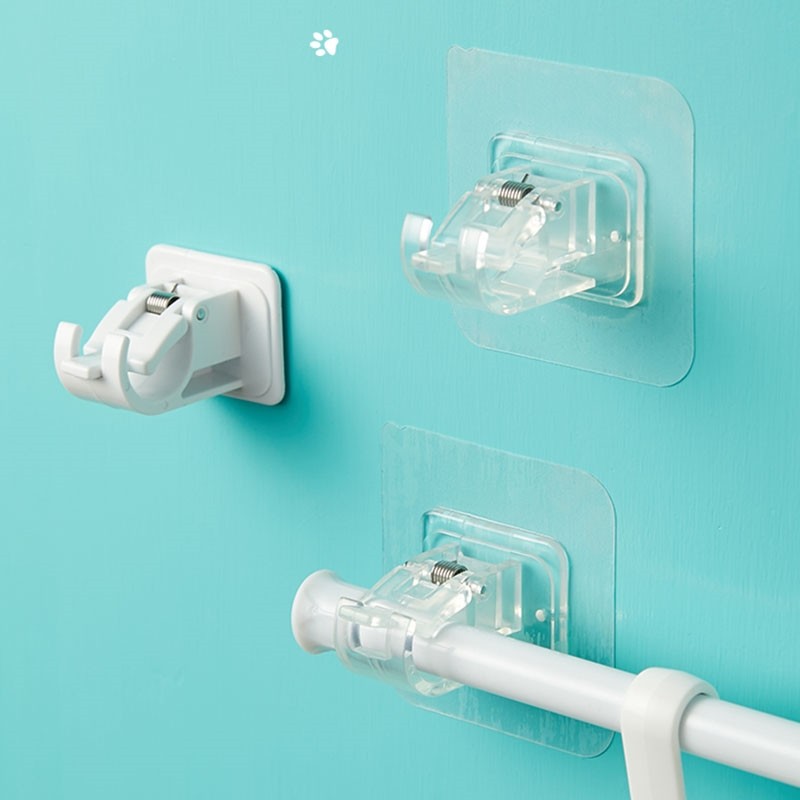 帘杆挂钩窗帘杆夹固定器免打孔粘贴式支架夹子横杆门帘伸缩杆粘钩