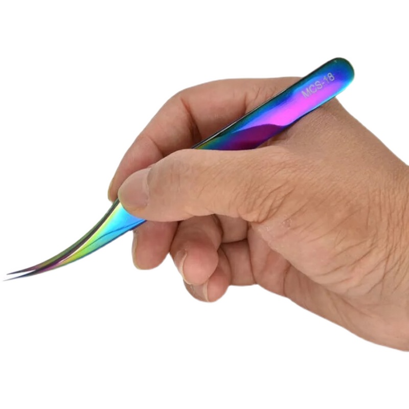 VETUS 炫彩美妆美睫镊子 优质不锈钢防酸碱耐腐蚀 MCS-18  海豚夹