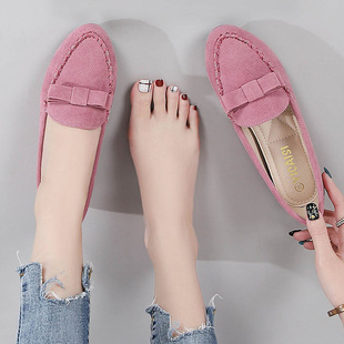 百搭浅口软底工作鞋 豆豆鞋 2022新B款 女内增高女鞋 尖头坡跟单 春季